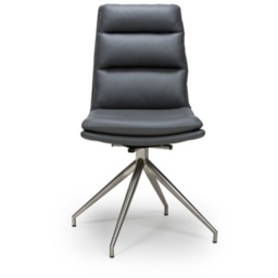 Nevada Swivel Dining Chair Stainless Steel Frame Grey Seat - thumbnail 2