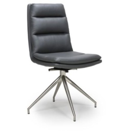Nevada Swivel Dining Chair Stainless Steel Frame Grey Seat - thumbnail 1