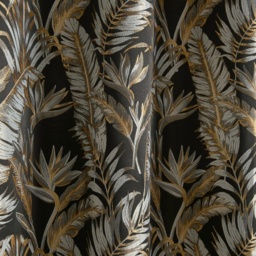 LLB Paradise Palm Pair of Eyelet Curtains - Black - W 66 x 90 - thumbnail 3