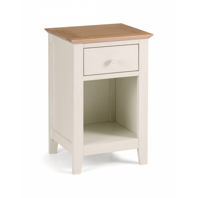 Julian Bowen Salerno 1 Drawer Bedside Ivory/Oak - image 1