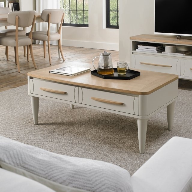 Delta Scandi Oak and Soft Grey Rectangular Coffee Table - image 1