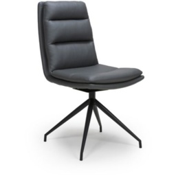 Nevada Swivel Dining Chair Black Frame Grey Seat - thumbnail 1