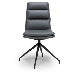Nevada Swivel Dining Chair Black Frame Grey Seat - thumbnail 2