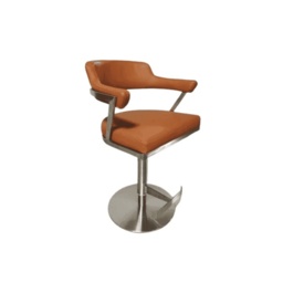 HND Firenza Bar Stool - Stainless Steel Frame - Caramel PU Leather - thumbnail 2