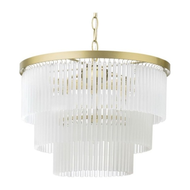 BHS Aubrey 5 Light Ceiling Pendant Light - Brass/Frosted Glass - image 1
