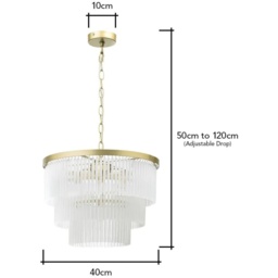 BHS Aubrey 5 Light Ceiling Pendant Light - Brass/Frosted Glass - thumbnail 3