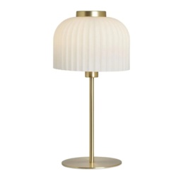 BHS Binita Glass Ribbed Table Lamp - Opal and Brass - thumbnail 2