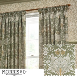 Morris and Co Snakeshead Pencil Pleat Curtains - Sunflower/Stone - 228cm x 228cm - thumbnail 2