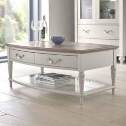 Montreal Rectangular Coffee Table - Grey Washed Oak and Soft Grey - thumbnail 1