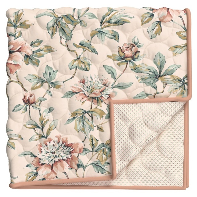 VA Peony Blossom Bedspread - Blush and Jade