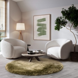 Asiatic Plush Luxury Shaggy 150cm Circle Rug - Sage - 150cm Circle - thumbnail 2