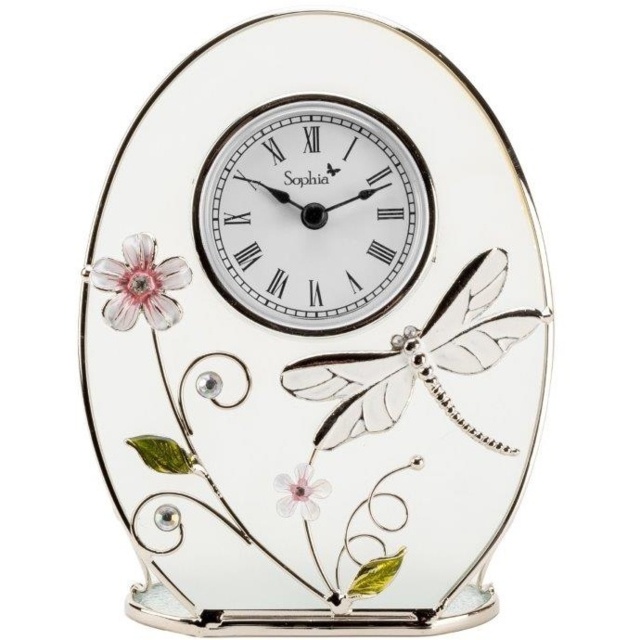 Sophia Glass Dragonfly Mantle Clock - image 1