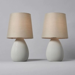 BHS Freya Teardrop Ceramic Table Lamp Pack of 2 - Grey - thumbnail 2