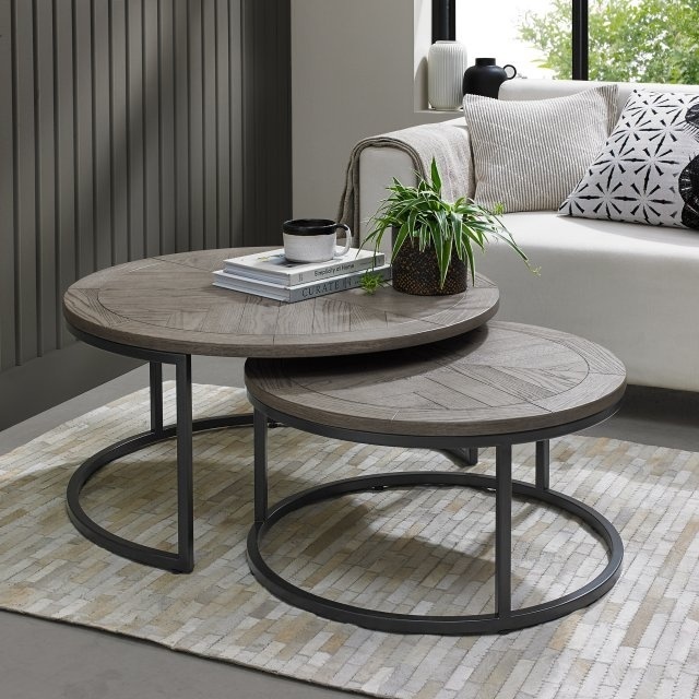 Markham Silver Grey Round Coffee Table Nest - image 1
