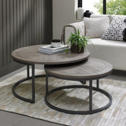 Markham Silver Grey Round Coffee Table Nest - thumbnail 1