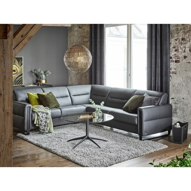 Stressless Fiona Leather 5 Seater Corner Sofa 2 Seats 2 Seats - Batick Leather - 2 x Steel Arms - image 1