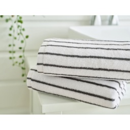 Deyongs Malmo Stripe Towel - White/Grey - Bath Sheet - thumbnail 2