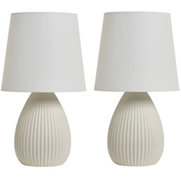 BHS Freya Teardrop Ceramic Table Lamp Pack of 2 - Cream