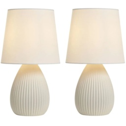 BHS Freya Teardrop Ceramic Table Lamp Pack of 2 - Cream - thumbnail 2