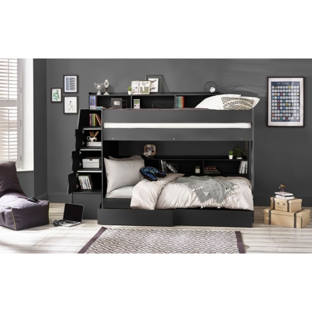 Julian Bowen Camelot Bunk Bed with Staircase - Anthracite - image 1