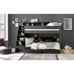 Julian Bowen Camelot Bunk Bed with Staircase - Anthracite - thumbnail 1