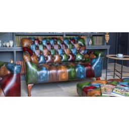 Metropolitan Rub-Off Leather Patchwork 2 Seater Sofa - thumbnail 1