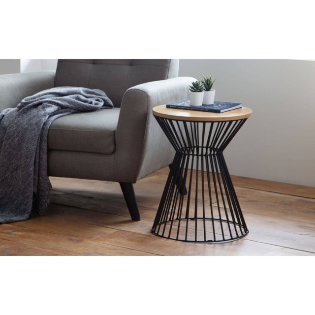 Julian Bowen Jersey Round Wire Lamp Table - Euro Oak - image 1