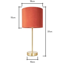 BHS Velvet Table Lamp - Burnt Orange - thumbnail 2