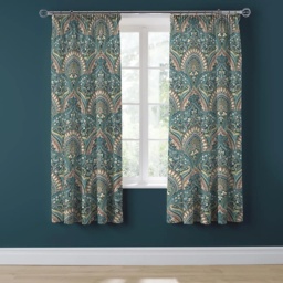 Dreams and Drapes Palais Pencil Pleat Curtains With Tie-Backs 66 x 72 - Teal