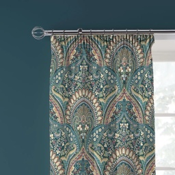 Dreams and Drapes Palais Pencil Pleat Curtains With Tie-Backs 66 x 72 - Teal - thumbnail 2