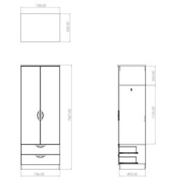 Cambourne Cam141 Tall Triple 2 Drawer Wardrobe - Finish - thumbnail 7