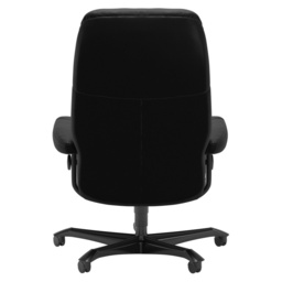 Stressless Consul Medium Office Chair in Batick Black Leather with Black Wood Base - thumbnail 4