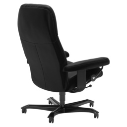 Stressless Consul Medium Office Chair in Batick Black Leather with Black Wood Base - thumbnail 3