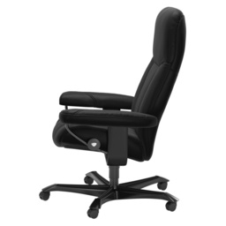Stressless Consul Medium Office Chair in Batick Black Leather with Black Wood Base - thumbnail 2