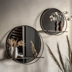 Gallery Direct Winslow Large Mirror and Integrated Shelf 58cm - Black - thumbnail 1