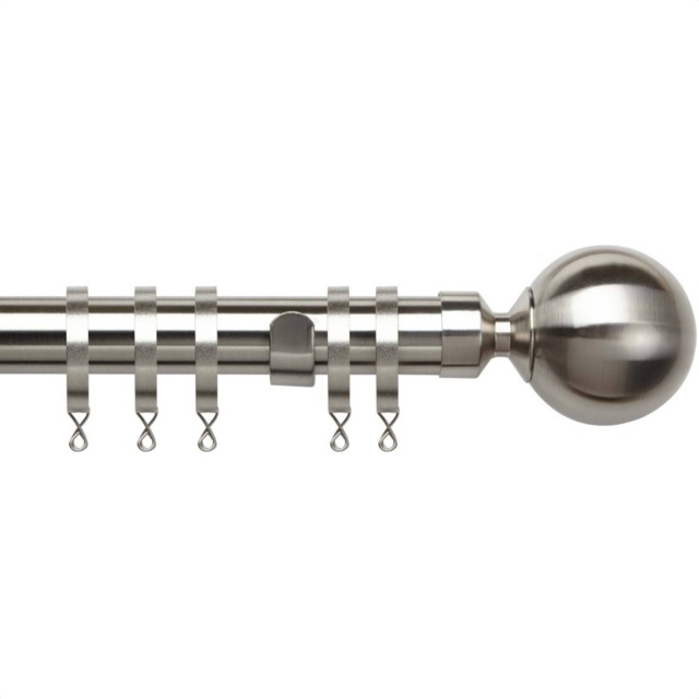 Speedy Nikola Fixed Metal Curtain Pole Set - 28mm - Satin Silver - 150cm - image 1