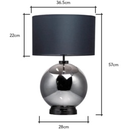 BHS Metro Large Glass Table Lamp - Black Nickel/Grey - thumbnail 2
