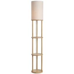 BHS Shelby Shelving Floor Lamp - Oak/Natural - thumbnail 1
