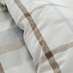 Catherine Lansfield Brushed Cotton Check Natural Duvet Set - Double - thumbnail 3