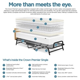 Jay-Be Crown Premier Folding Bed with Deep Sprung Mattress - Single - thumbnail 3