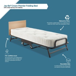 Jay-Be Crown Premier Folding Bed with Deep Sprung Mattress - Single - thumbnail 4