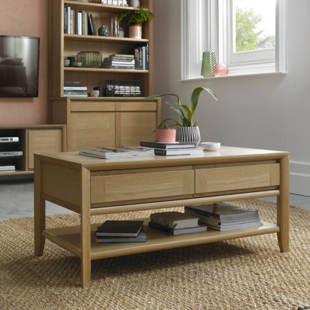 Brampton Rectangular Oak Coffee Table With Drawer - image 1