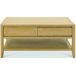 Brampton Rectangular Oak Coffee Table With Drawer - thumbnail 2