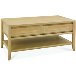 Brampton Rectangular Oak Coffee Table With Drawer - thumbnail 3