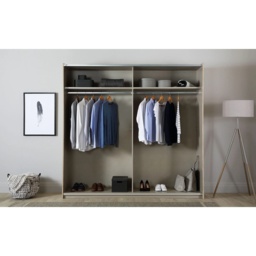 Korbach Stone Grey and Metallic Grey 218cm Sliding Door Wardrobe - thumbnail 4