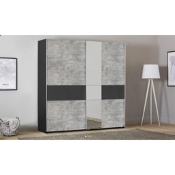 Korbach Stone Grey and Metallic Grey 218cm Sliding Door Wardrobe - thumbnail 1