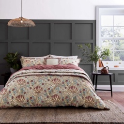 Morris and Co Artichoke Duvet Set - Dove Grey and Wine - Double - thumbnail 1