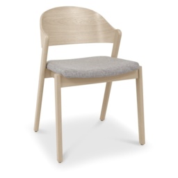 Delta Scandi Oak Ply Back Dining Chair - Grey Fabric Pair - thumbnail 2