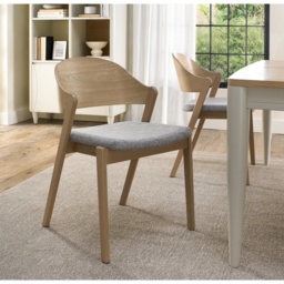 Delta Scandi Oak Ply Back Dining Chair - Grey Fabric Pair - thumbnail 1