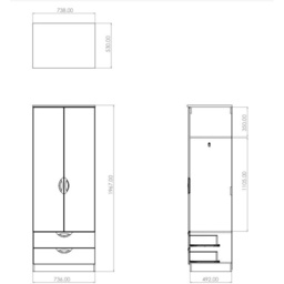 Cambourne Cam082 Tall Double Gents Wardrobe With Mirror Door - Finishes - thumbnail 7
